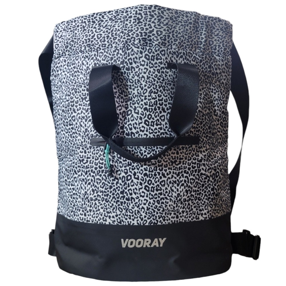 Vooray Cinch Backpack OS Leopard Print Nylon Water Resistant Gym Tote Bag Travel